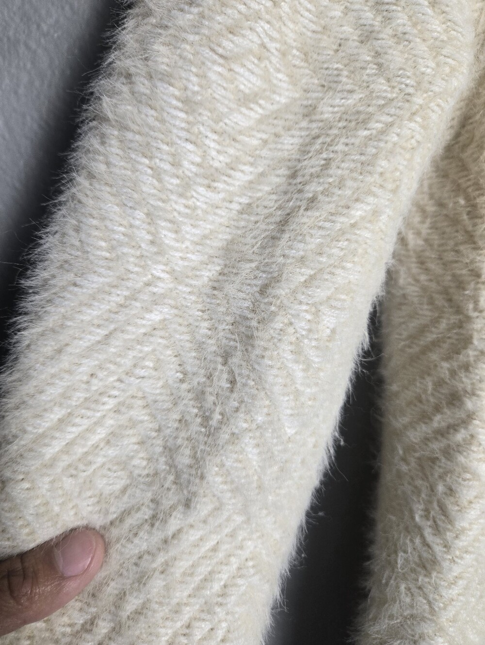 Marled Cream Open Front Fuzzy Soft Long Cardigan Size Medium - Picture 4 of 14